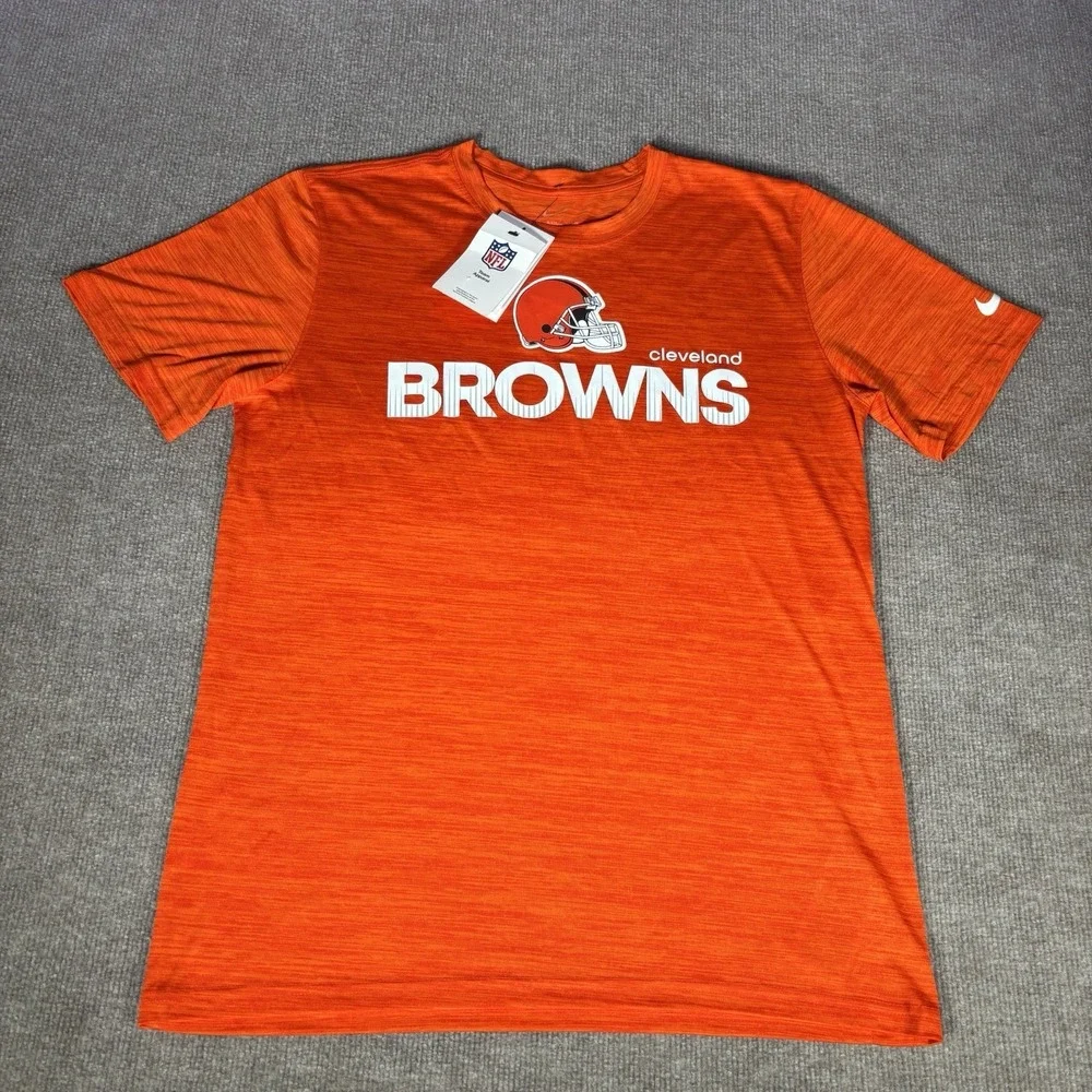Nike Cleveland Browns‎ T Shirt Mens M Short Sleeve Orange Dri Fit Logo NFL NWT